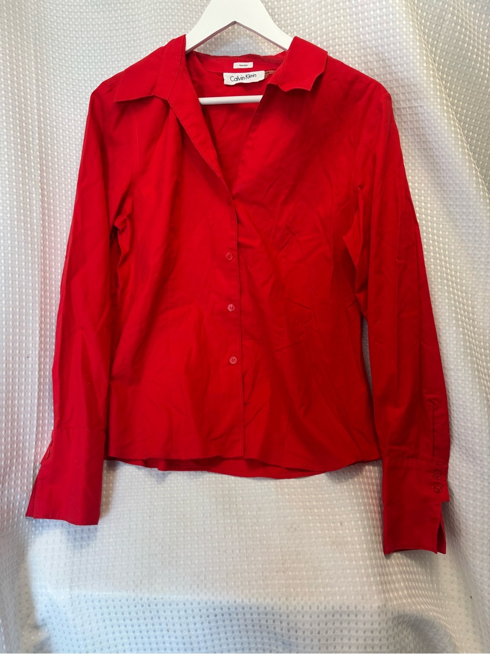 Calvin Klein Women's Bright Red Button-Down Shirt